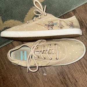 Disney X TOMS Cinderella Gus and Jaq Printed Canvas Shoes Women's Size 7.5M GUC